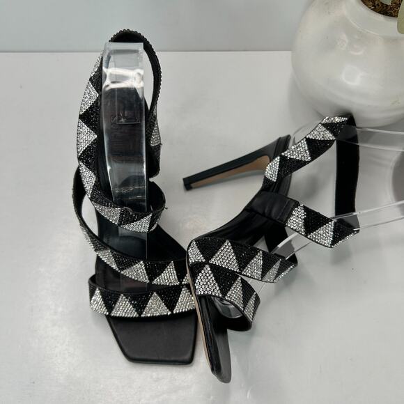 Schutz Jodie Shine Strappy Sandal Hematite Crystal Women's US 6.5B NWOB - Picture 7 of 9